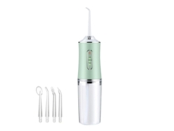 Irrigador bucal de hilo dental eléctrico portátil para limpieza bucal y dental Limpiador de dientes-Verde 4 boquillas DIGITALLAB