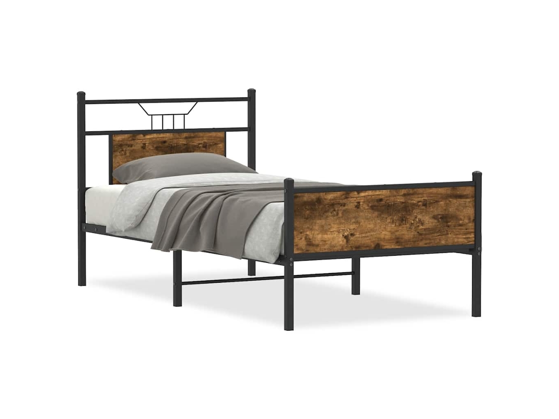 Maison Exclusive - Estructura Cama Sin Colchón Madera Roble Ahumado 75x190 Cm