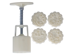 Molde para galletas y pasteles de 50 g con 4 sellos redondos (estampado de conejo)
