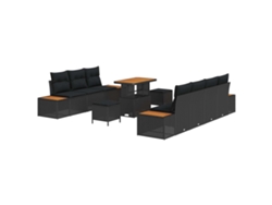 Maison Exclusive - Conjunto De Sofás De Jardín Con Cojín 10 Pcs Negro Poliratán