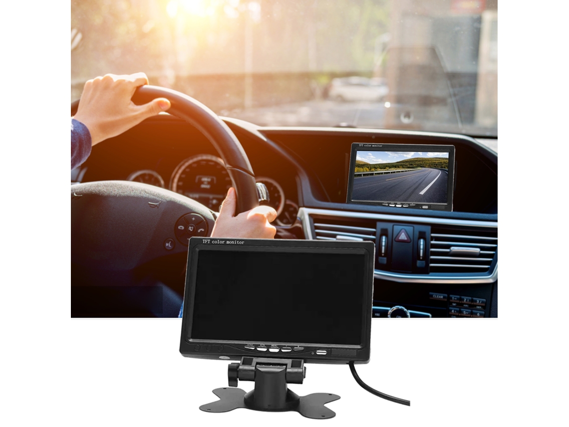 Monitor De Tela Hd 7 Polegadas Tft Para Carro Com Entrada Av, Alto Falante Integrado, Controle Remoto