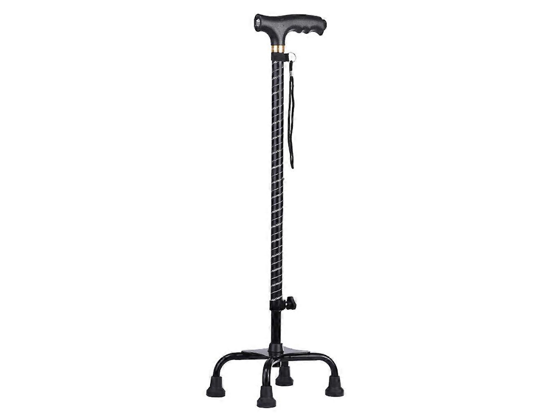 Bastón plegable antideslizante de aleación de aluminio negro con luz, altura ajustable, ideal para personas mayores (1 unidad).