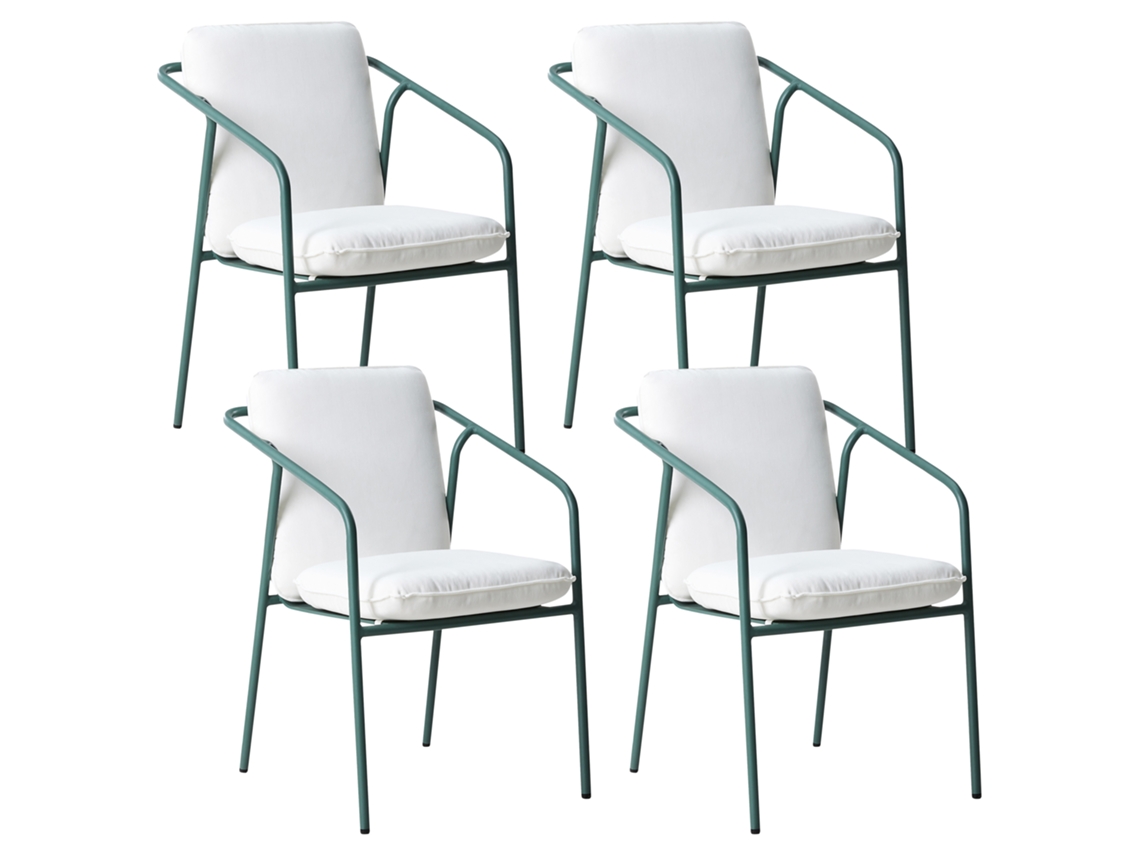 Juego de 4 sillas de patio minimalistas Beliani Asciano en aluminio verde (55 x 61 x 86 cm)