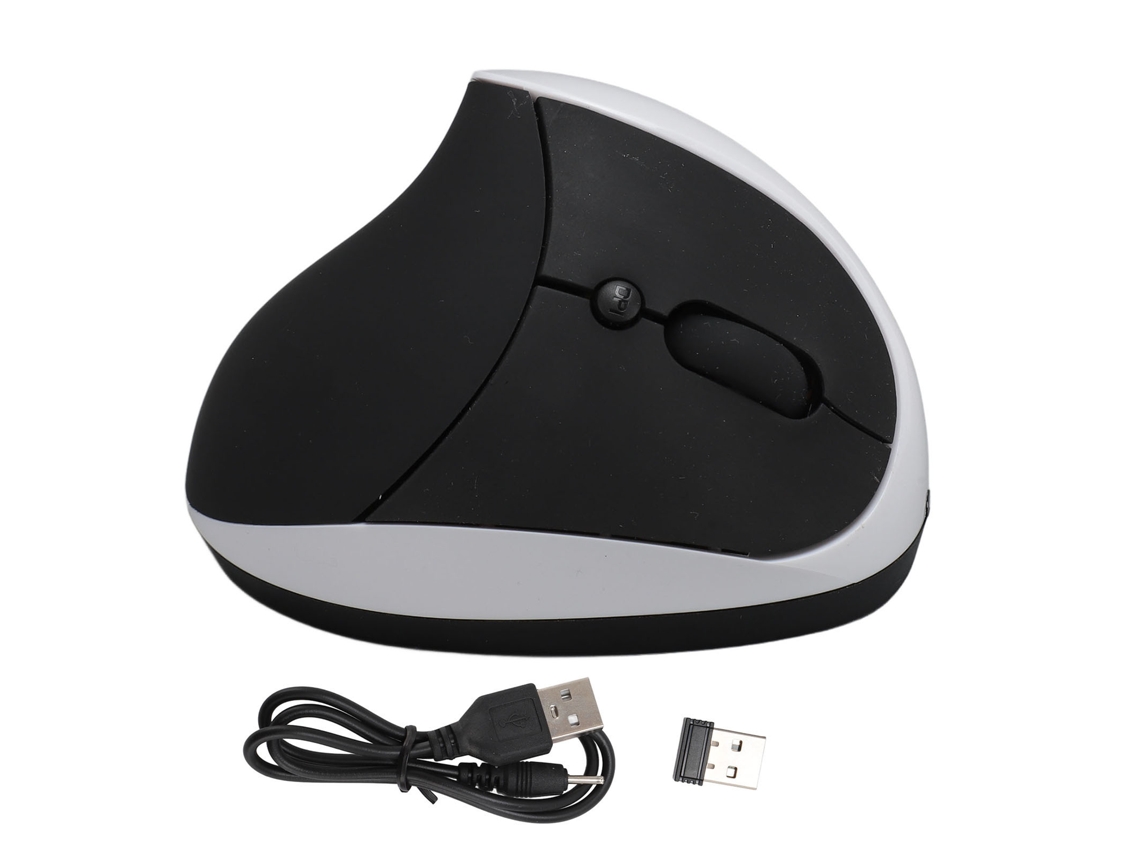 Rato Ergonomico Vertical Sem Fio Recarregavel 3 Dpi Ajustavel 800 1200 1600 Para Direita Branco