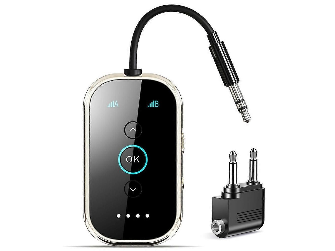 Transmisor y receptor Bluetooth 5.4 de GOKOCO, enlace dual para auriculares/audio HD, transmisor inalámbrico para avión/TV/coche/gimnasio.