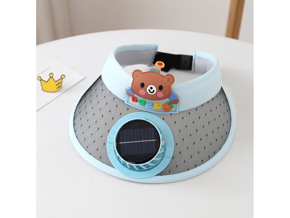 (oso Azul) Sombrero Con Ventilador De Energía Solar Para Viajes Al Aire Libre Y Ciclismo - Protección Solar