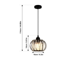 Lámpara colgante de cristal 2026 con cable de estilo sencillo y moderno, luz cálida de 12 W para pasillo, porche, balcón, color negro 1§2§3