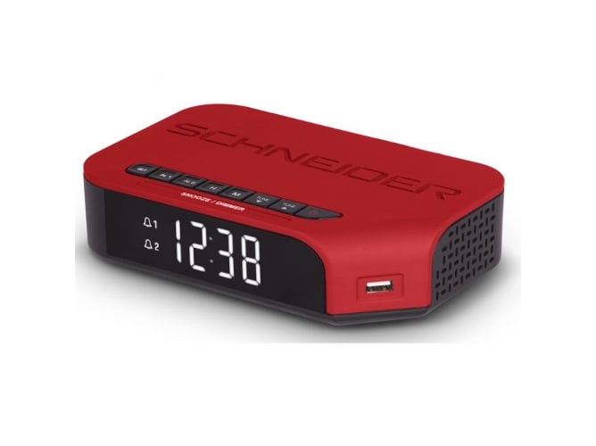 Radio Despertador SCHNEIDER SC310ACL (Rojo - Digital - FM - Corriente - Alarma Doble)