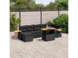 Conjunto de sofá de jardín de 8 piezas con cojines en mimbre sintético negro de DKD Home Decor