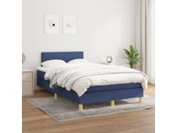 Cama Box Spring Con Colchón Tela Azul 120x200 Cm