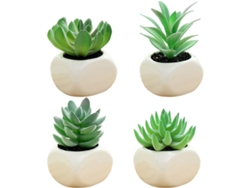 4 Uds. De plantas suculentas en macetas creativas, pequeños adornos artificiales NEVEANCE
