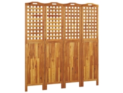 Biombo divisor de ambientes, 4 paneles, 162 x 2 x 180 cm, madera de acacia marrón, Dec030821