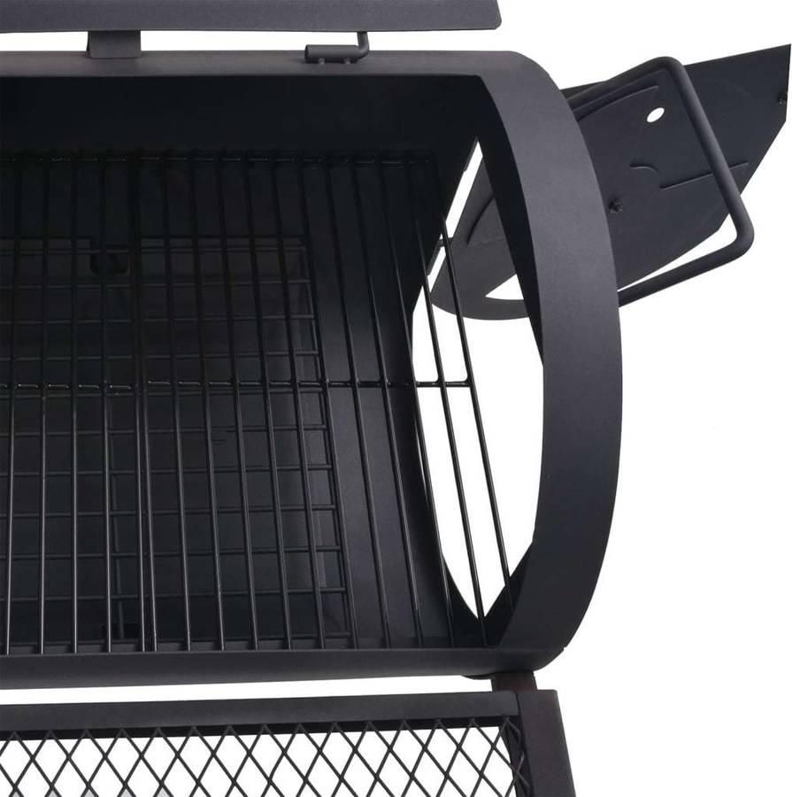 Barbacoa Ahumador Fuerte de estante inferior negro xxxl vidaxl con acero y madera 258 66 196