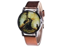 Reloj De Pulsera De Cuarzo Unisex Con Correa De Cuero Pu Zhoulianfa (café)