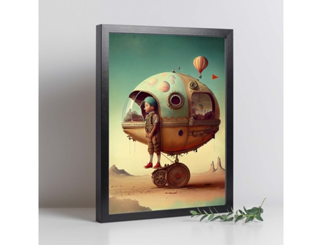 NACNIC Poster Carro En Estilo Surrealismo Cinematográfico Ilustraciones Y Grabados De Historieta Abstracta Y Artística A4 Marcos Negros