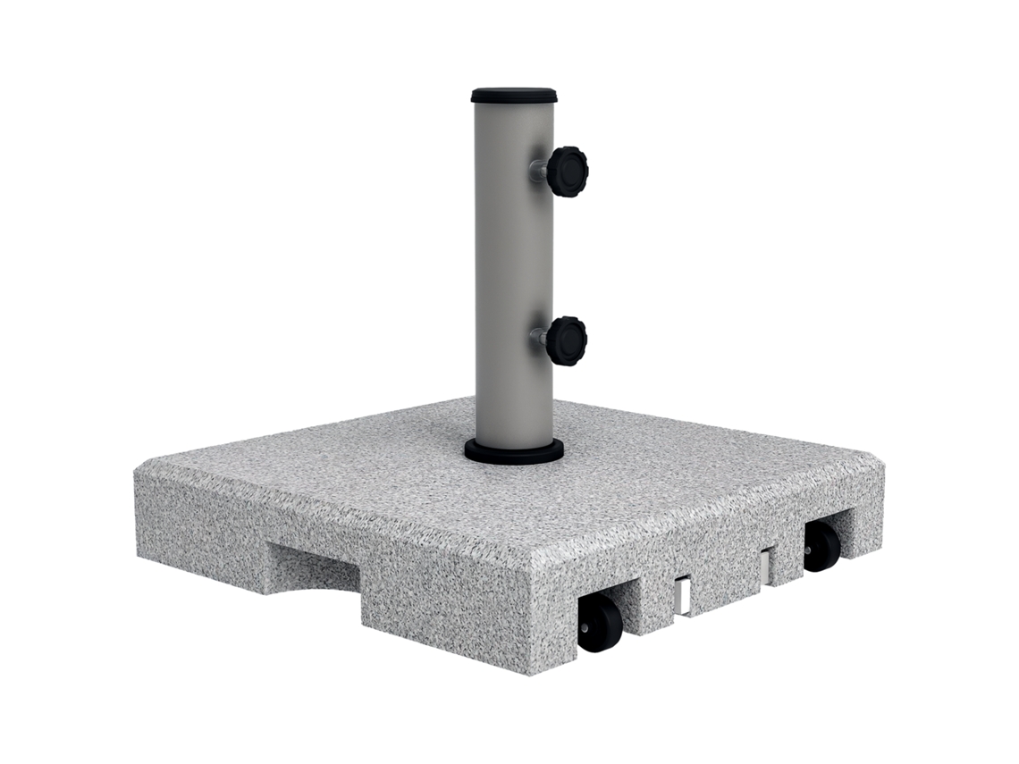 Base cuadrada de granito para sombrilla, contrapeso metálico, 2 ruedas, 28 kg, 41 x 41 x 37,5 cm