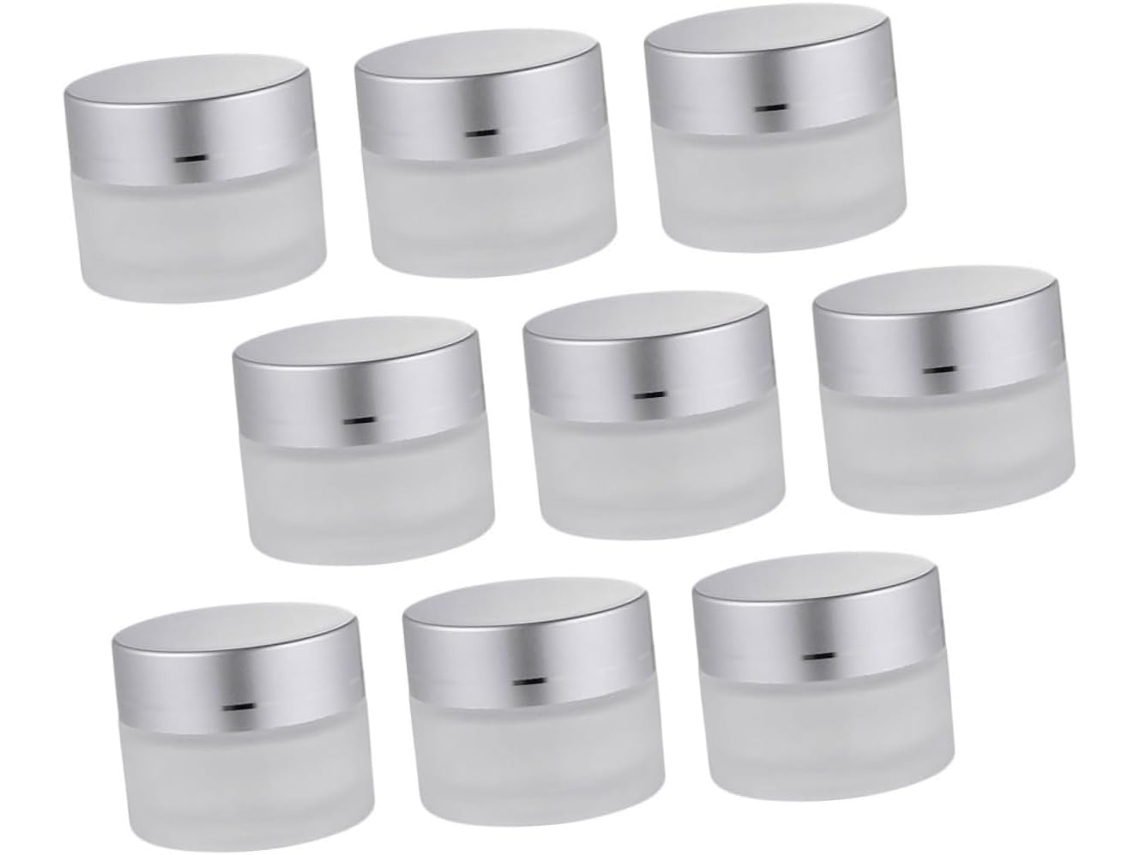 9 Pièces Pot Verre Mat Para Lot De Pots Rechargeables Y Portátils Cosmétiques Multi Usage Con C...
