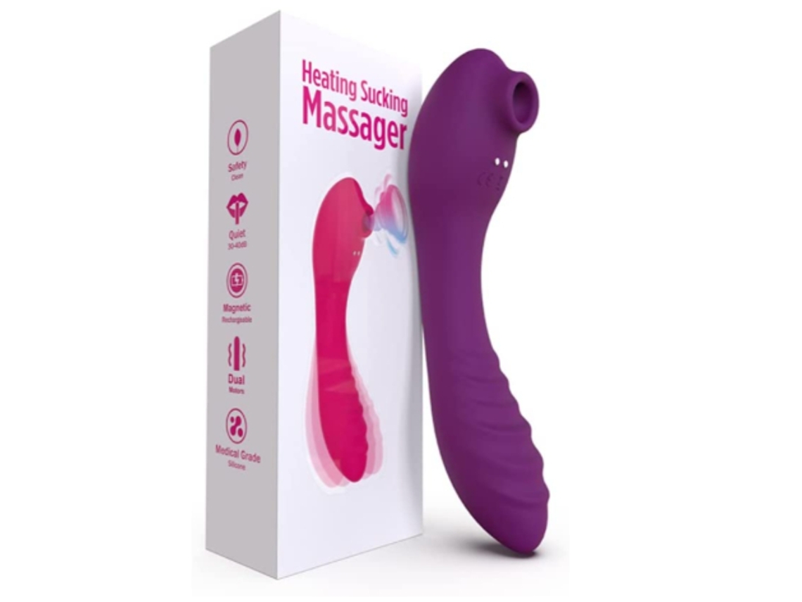 Masajeador portátil de silicona 3 en 1, 10 frecuencias de vibración y función de calentamiento, 100% impermeable.