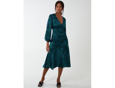 Vestido de Mujer BLUE VANILLA Wrap Front Midi Poliéster Verde (12)