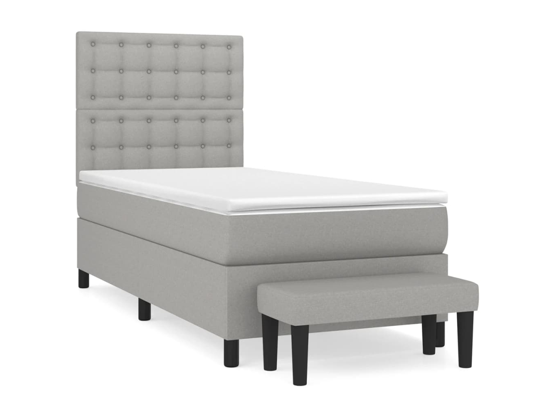 Maison Exclusive - Cama Box Spring Con Colchón Tela Gris Claro 90x190 Cm