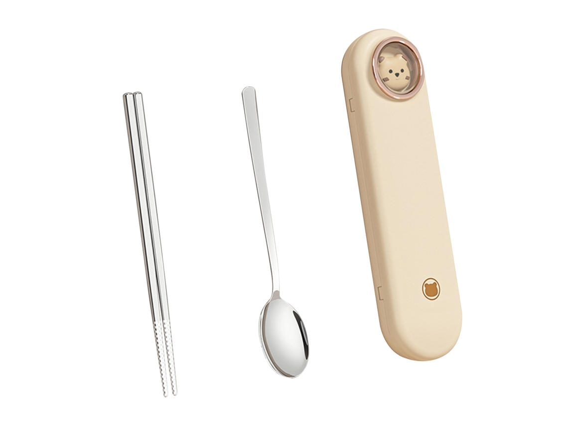Juego De Cuchara Y Palillos De Acero Inoxidable Con Estuche De Viaje - Utensilios Portátiles