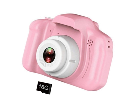 Cámara Fotográfica Infantil SLOWMOOSE Digital Cartoon 2 Pulgadas HD USB Recargable (Tarjeta de Memória 16 GB - Rosa)