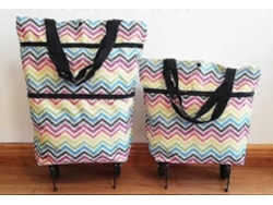 Carrito de compras plegable 2 en 1 con cremallera plegable de dos niveles y bolsa de compras plegable con ruedas. GOKOCO