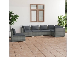 Conjunto de jardín de 6 piezas con cojines, ratán gris, DKD Home Decor