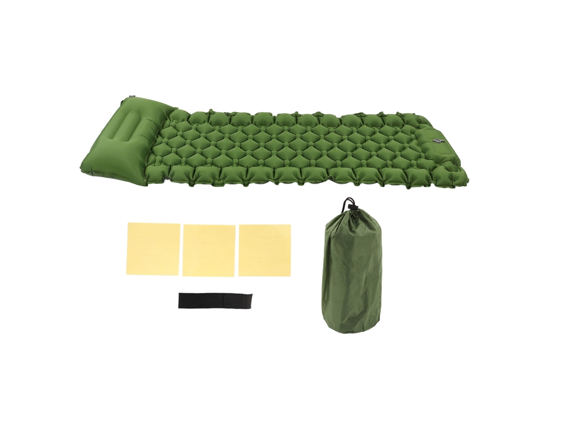 Colchón Inflable Para Camping Con Almohada Integrada Y Bomba Ligero Portátil Colchón De Dormir Verde Oliva