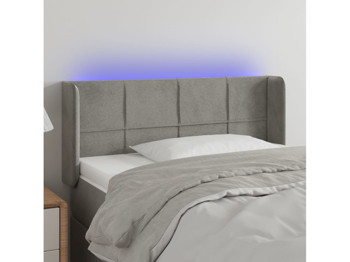 Cabecero Con Led De Terciopelo Gris Claro 83x16x78/88 Cm