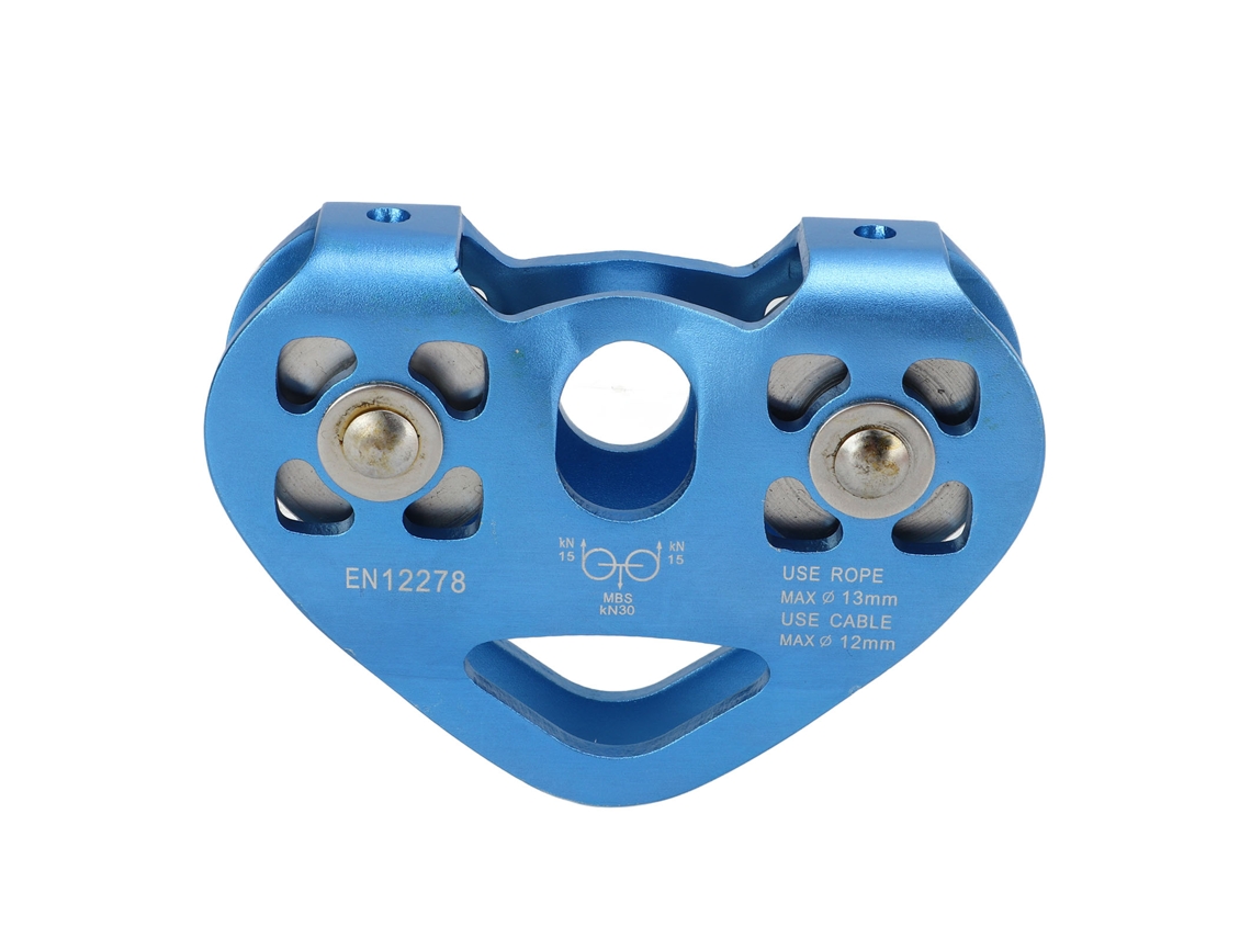 Polea Doble De Escalada De 30 Kn Con Forma De Corazón Para Teleféricos Y Transporte Aéreo - Azul