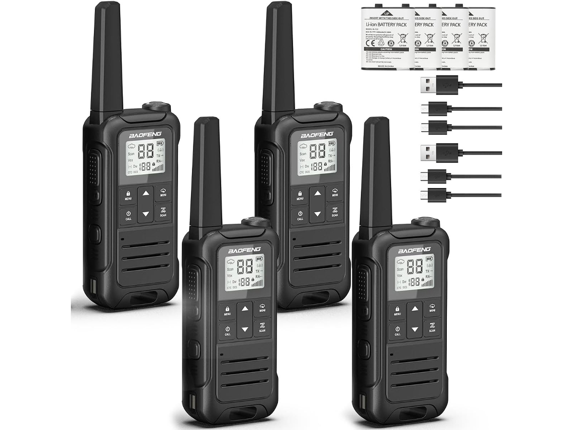 Walkie-talkie portátil Baofeng, radio bidireccional portátil, paquete de 4 Zeuxo