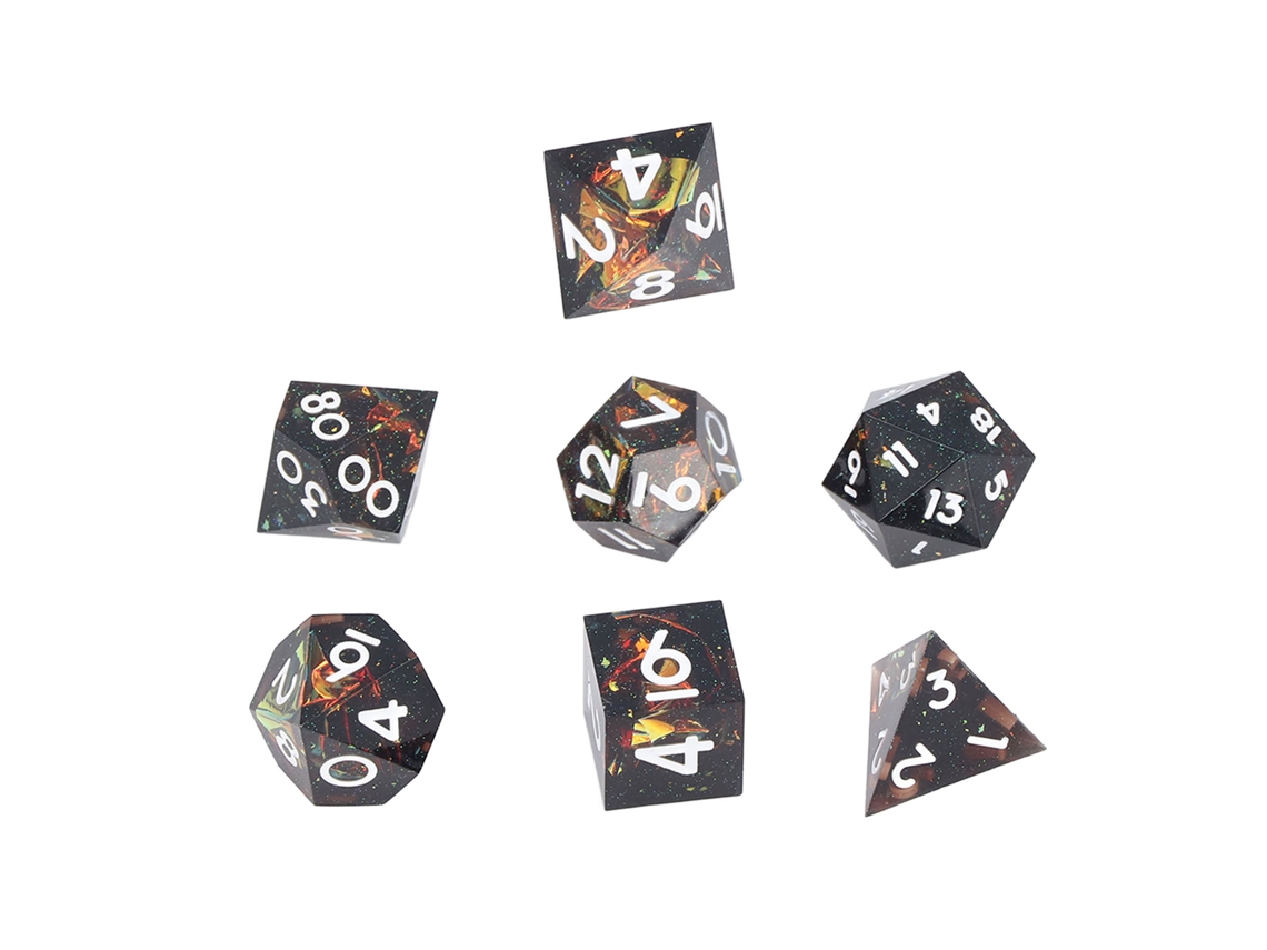 Juego De 7 Dados Poliédricos De Resina Con Estuche Para Juegos De Mesa Y Juegos De Rol.