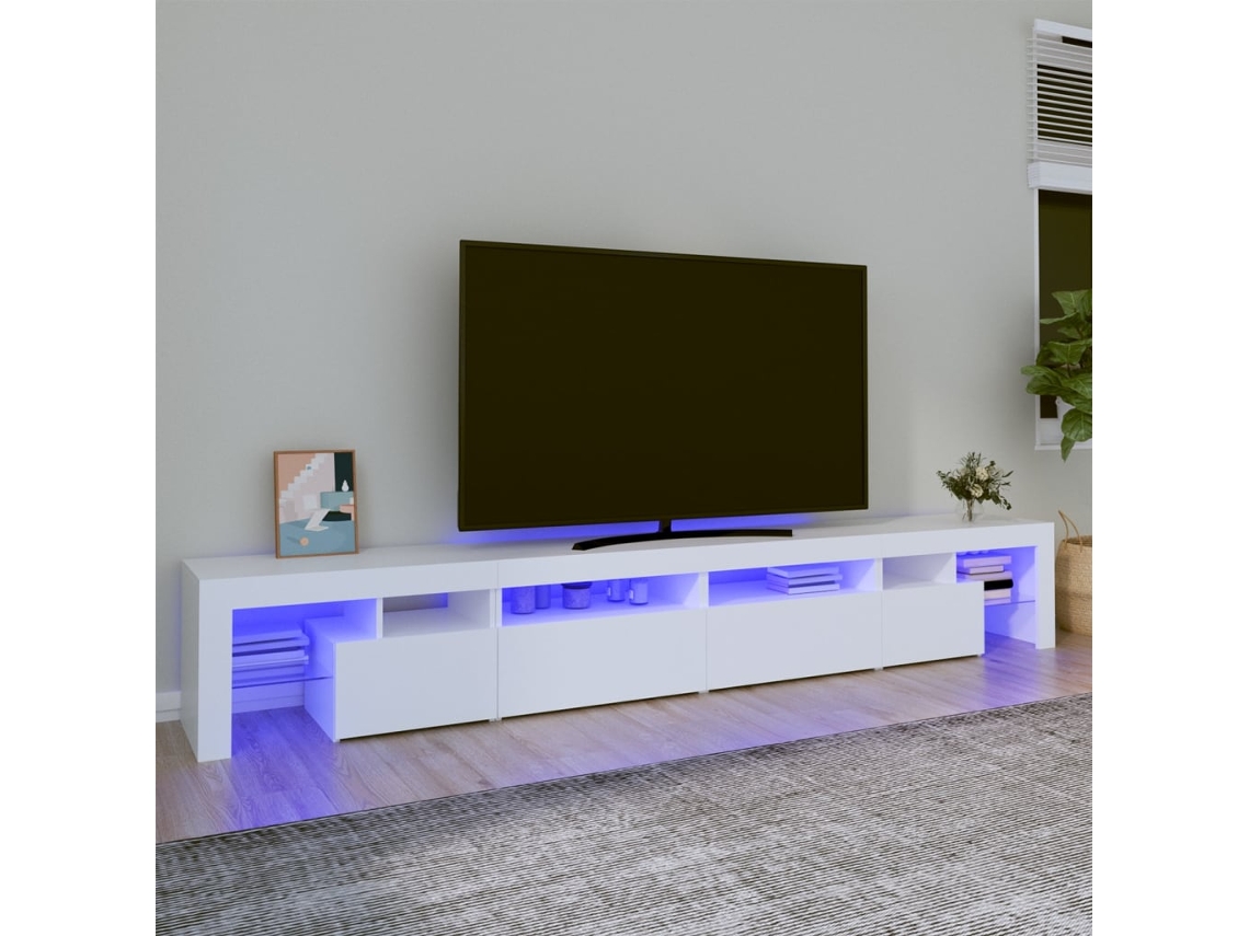Estantería/Mueble de TV con luces Led 260X36,5X40 Cm Blanco