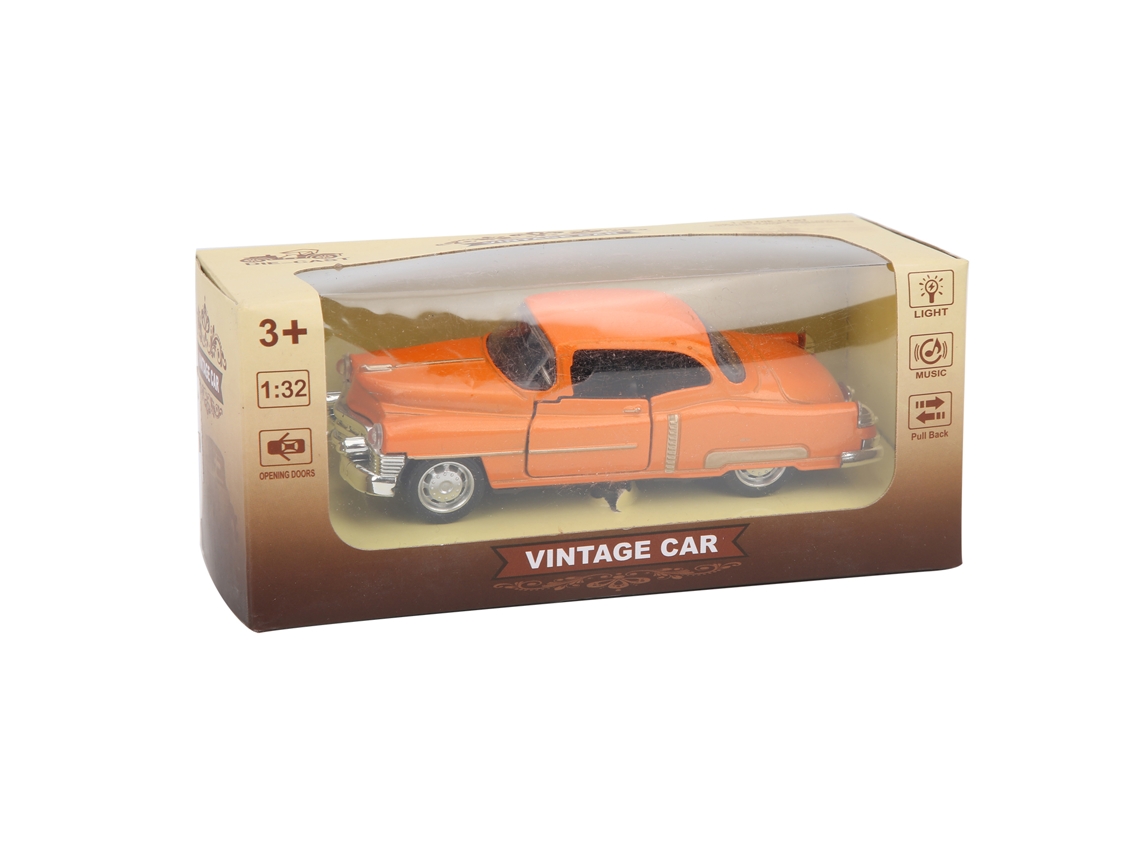 Bjww - Modelo de carro clássico de liga metálica para crianças com som e luz, brinquedo de fricção (laranja)