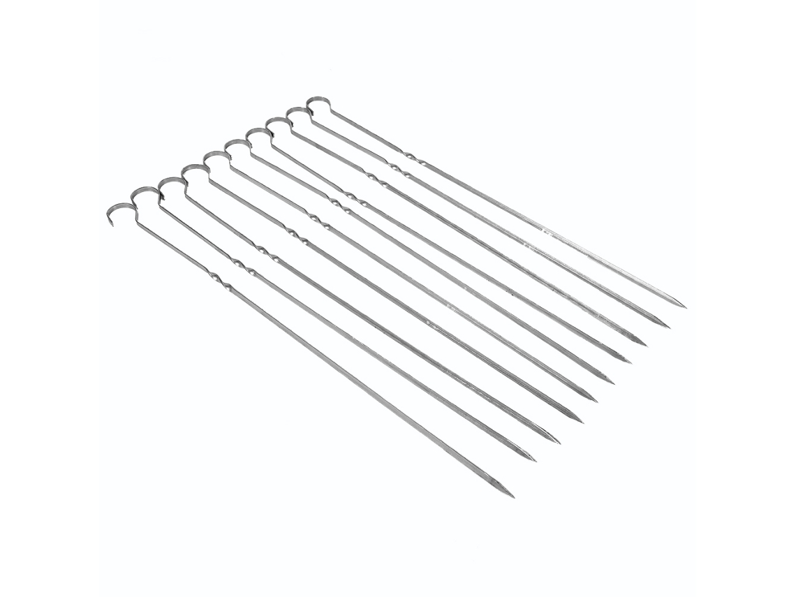 10 brochetas largas de acero inoxidable para barbacoa