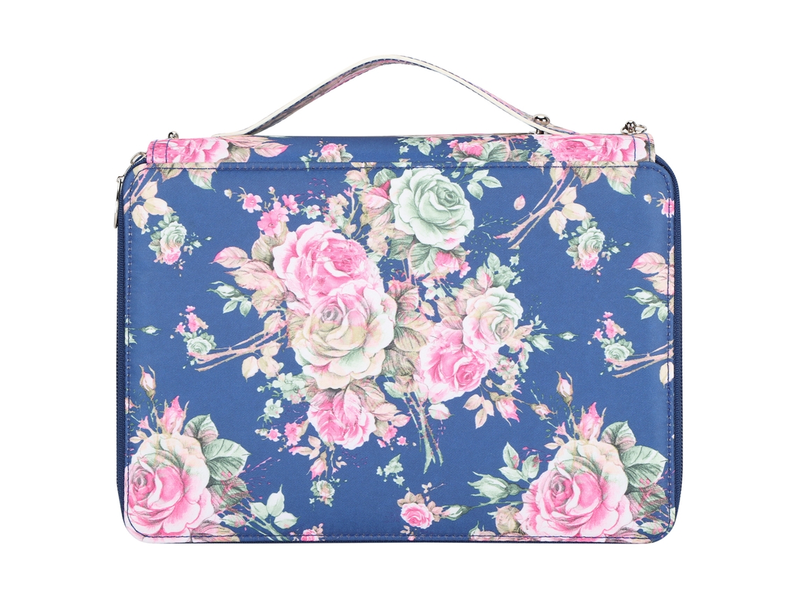 Estuche para Lápices con 252 Espacios Multitapa Cremallera Estampada Fondo Rosa Azul Portátil