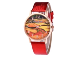 Reloj De Pulsera De Aleación Moda Dial Redondo Analógico Cuarzo Para Mujer Rojo