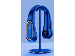 (azul) Nuevo Mini Ventilador De Cuello Portátil Recargable Por Usb, Ventilador De Cuello Con Pantalla Digital