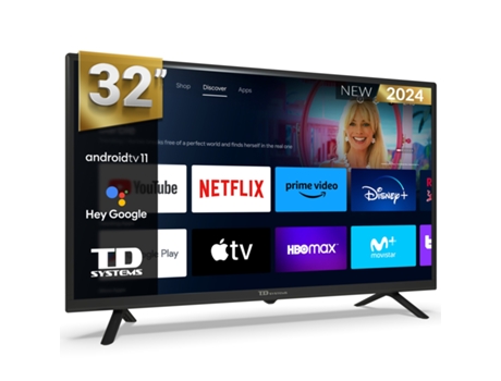 Smart TV 32 pulgadas HD Hey Google Official Assistant con control por voz. Televisor Android 11 - TD SYSTEMS PRIME32C19GLE