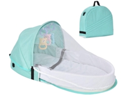 1 Cuna Plegable En Mochila - Cama De Lino Con Lateral De Malla Y Acceso Con Cremallera, Verde Chrui