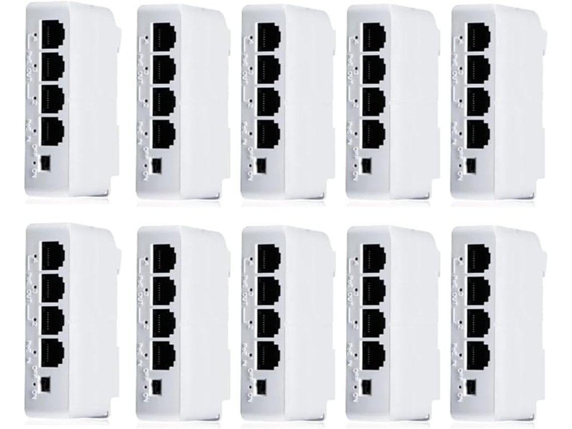 10 Piezas De Extensor En Cascada Pasivo Poe De 4 Puertos De 1 A 3 Ieee802.3af De 100 Mbps Para