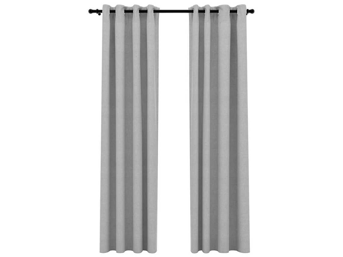 Maison Exclusive - Cortinas Opacas Con Ojales Look De Lino 2 Pzas Gris 140x225 Cm