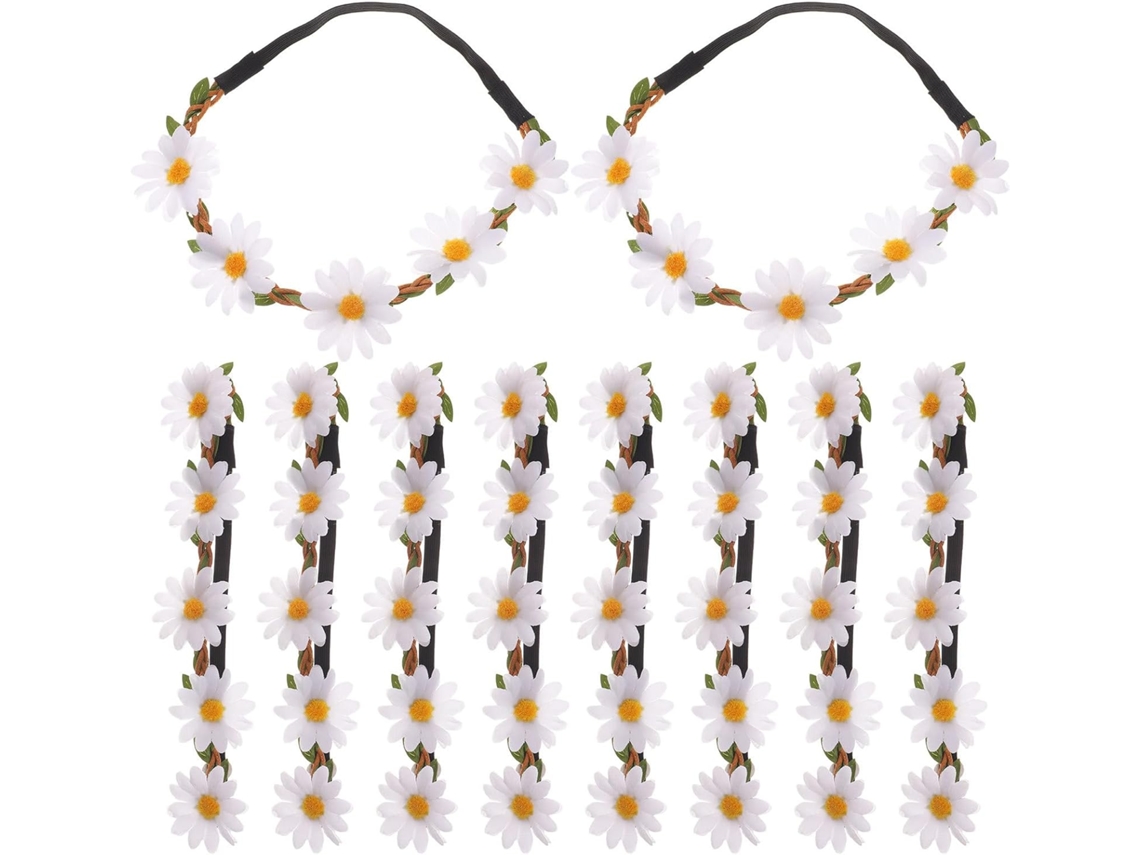 Ciieeo 10 Piezas De Coronas Artificiales De Margaritas En Tela Blanca, Cintas Para El Cabello Creativas Y