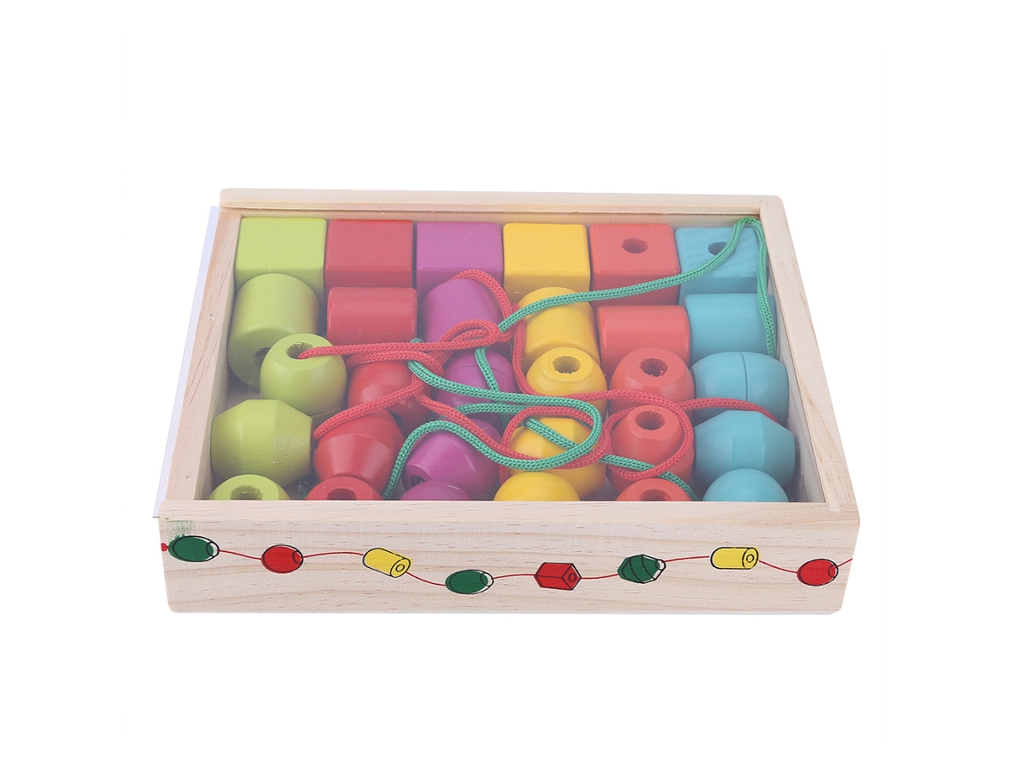 Juguete Educativo De Madera Con Cuentas Para Hilvanar Y Apilar Para Bebés Y Niños Pequeños