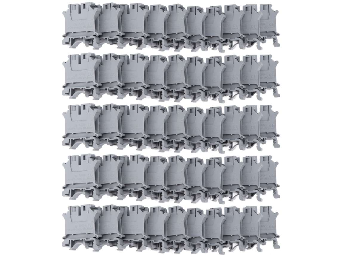 2026velora-bloque De Terminales De Cobre Puro Uk‑6n Para Din Rail, 50 Piezas, 57a 800v, Combinación De Tornillos