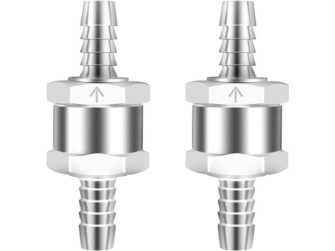 Válvula antirretorno de aluminio de 8 mm para sistemas de combustible (2 unidades)