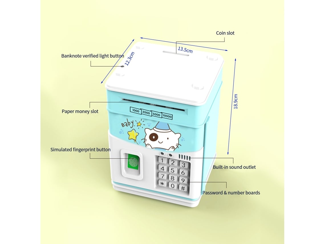 Caja de ahorro de monedas de dinero de la contraseña del cajero automático  de la hucha