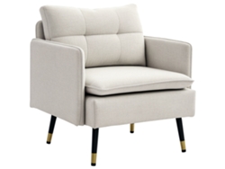 Silla Moderna De Lino, 76x68x80 Cm, Color Crema.