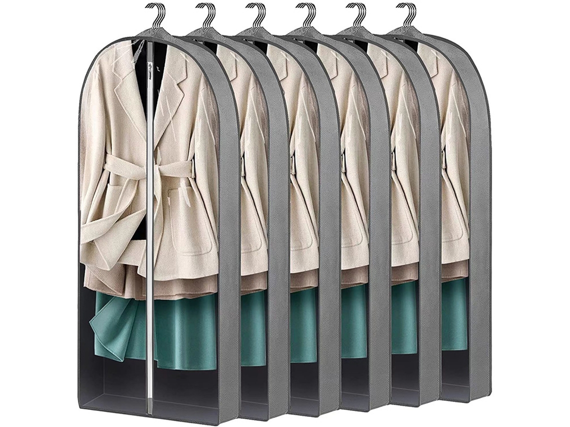 Bolsas colgantes para ropa resistentes al viento Eifson de 51.2", 6 unidades, color gris